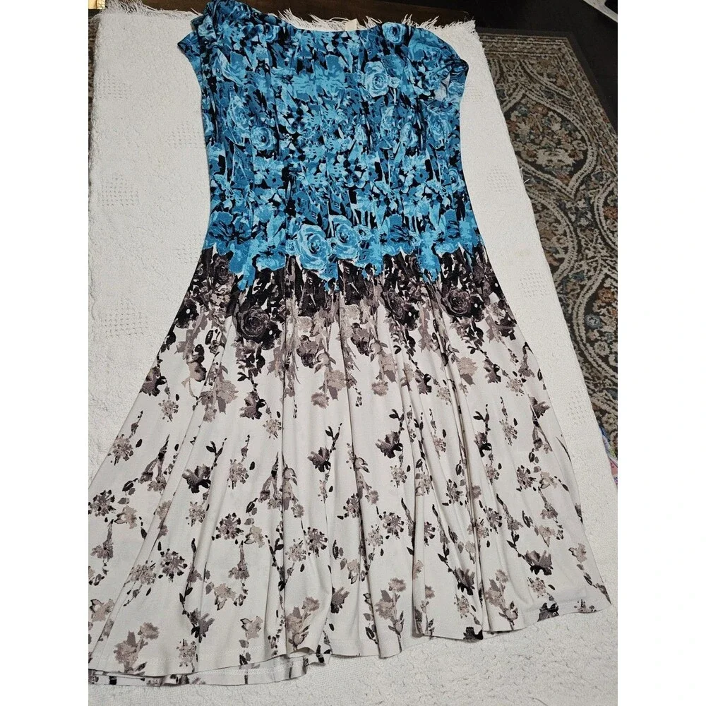 Julian Taylo Womens Midi Dress Floral  Multicolor Short Sleeve Knee-LengthSz 10
